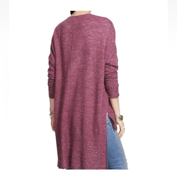 Free people TGIF Oversized SML cardigan raspberry pink high low marled - Picture 3 of 12